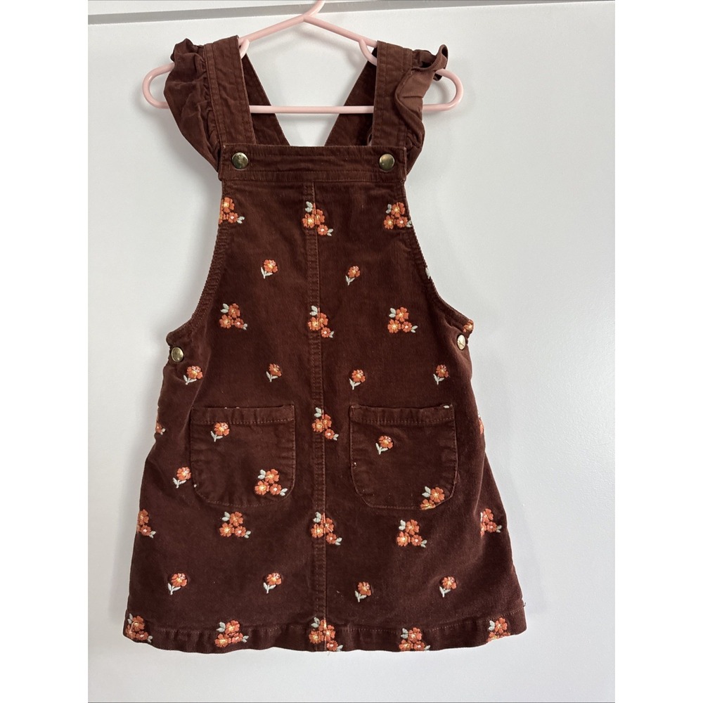 Cupcakes & Cashmere 3-4t Pumpkin Flowers Jumper Corduroy Overall Dress Fall Warm